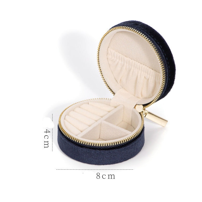 Earring Storage Box Round Velvet Jewelry Storage Bag Portable Jewelry Box