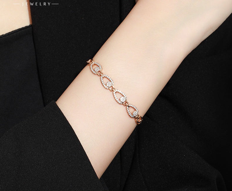 American light luxury style personalized bracelet slightly studded with zirconium hollow stitching bracelet fashion