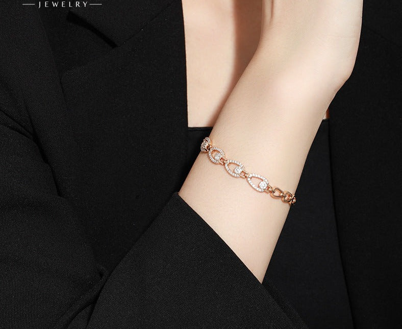 American light luxury style personalized bracelet slightly studded with zirconium hollow stitching bracelet fashion