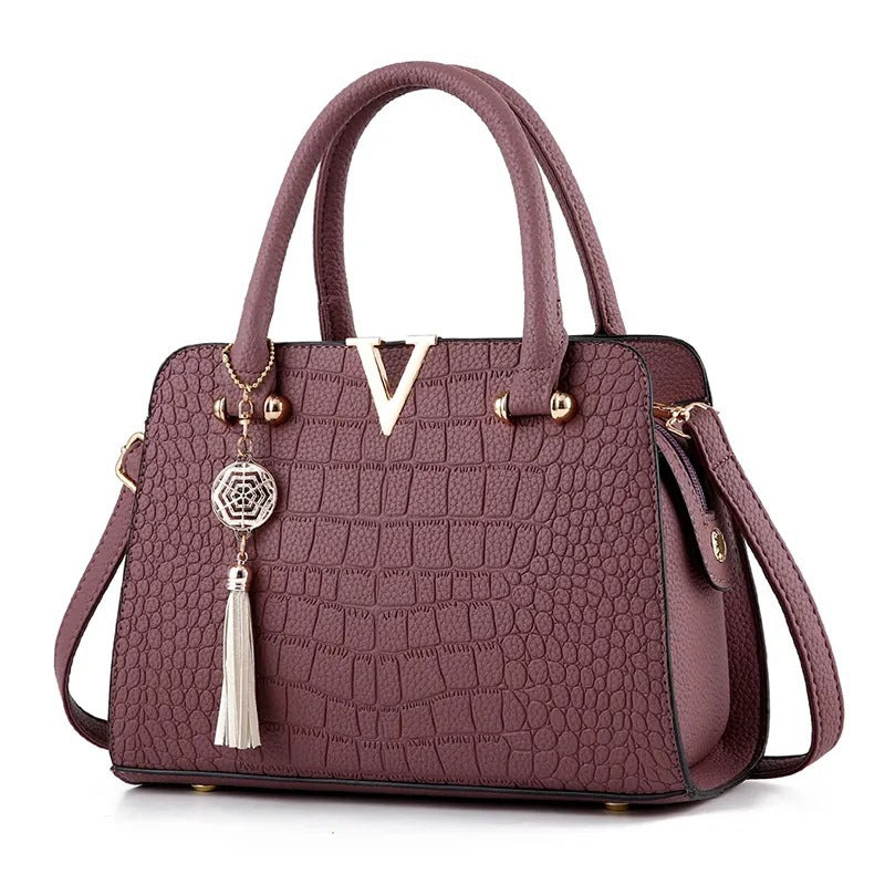 New Women's Bag European and American Casual Handbag Large Capacity Crocodile Pattern