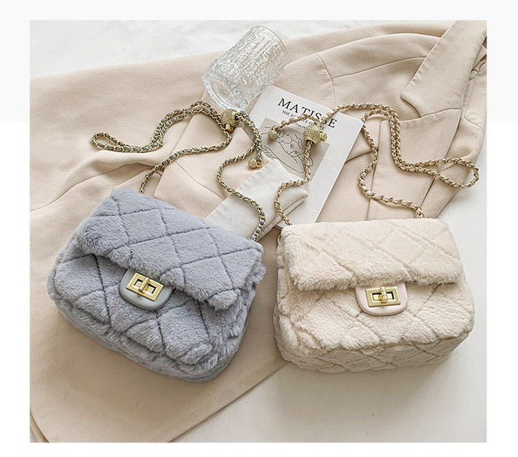 New fashion plush ladies Messenger bag small lady shoulder bag mobile phone ladies mini wallet and handbag evening bag