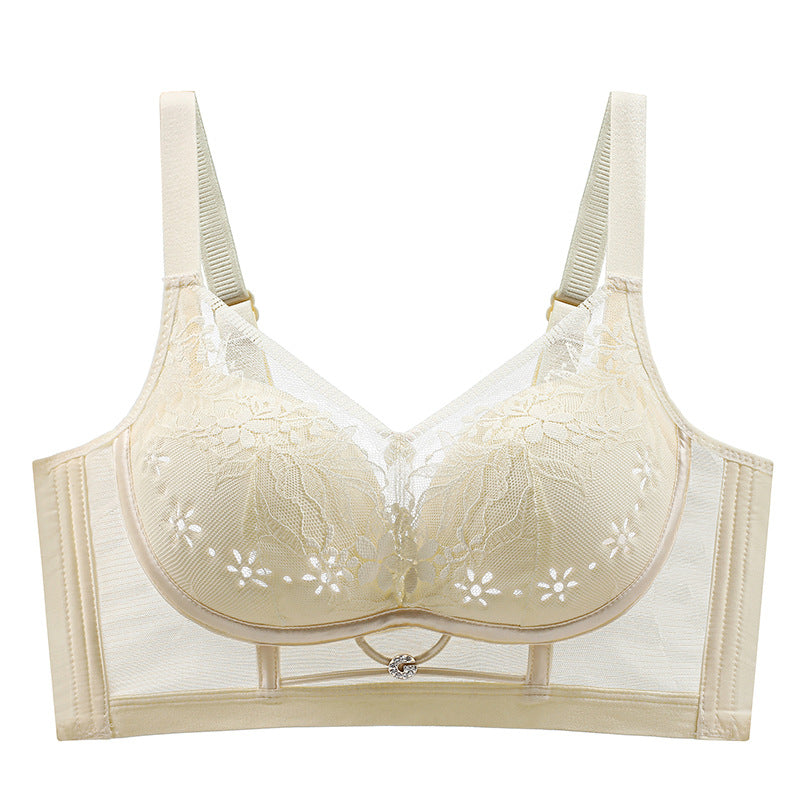 Adjustable bra for big breasts that show small size, feminine and beautiful back, gathered hole cup, breathable, thin, supportive and anti-sagging bra