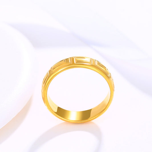 Jewelry Alloy Plated 24K Gold Couple Ring Retro Pattern Ring Fashion Personalized Ring