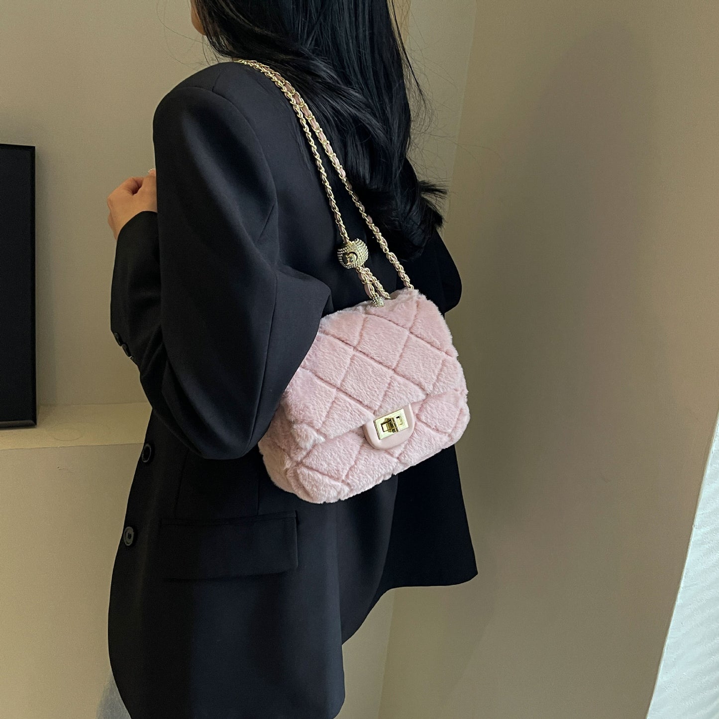 New fashion plush ladies Messenger bag small lady shoulder bag mobile phone ladies mini wallet and handbag evening bag