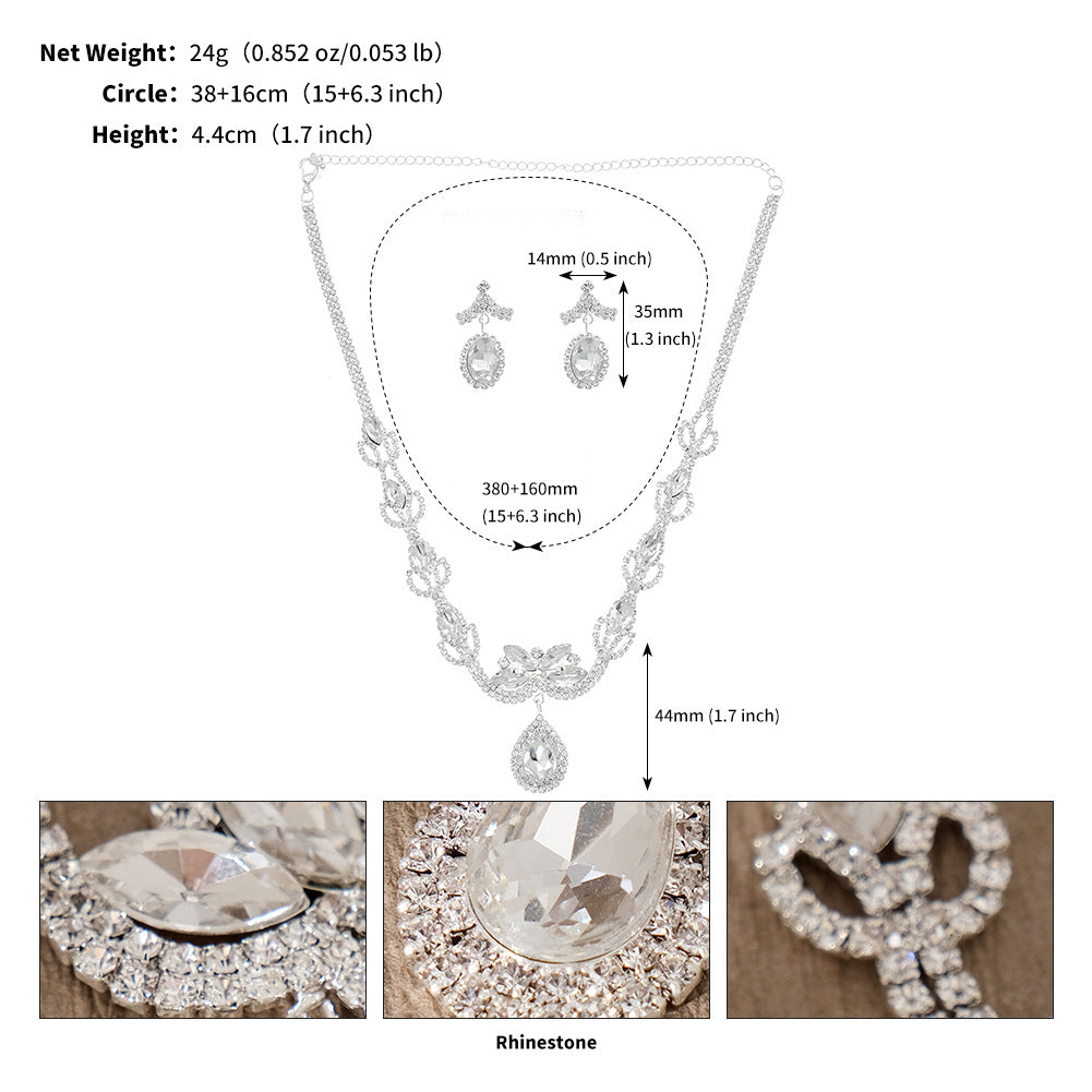 Cross-border new style rhinestone claw chain necklace earrings set European and American bridal jewelry two-piece set wedding dinner jewelry for women