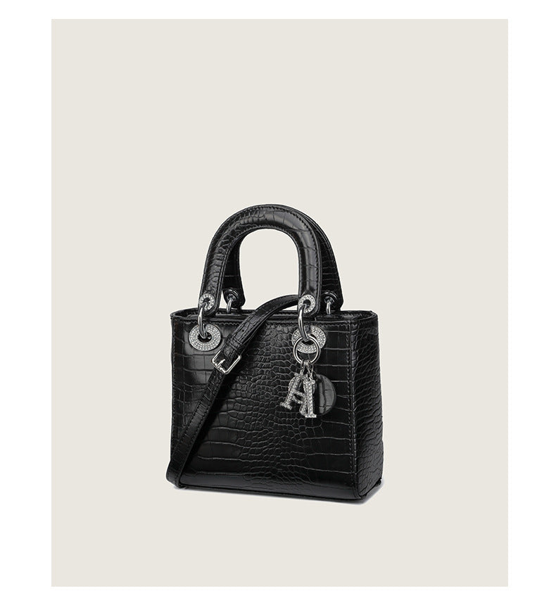 Women's Crocodile Pattern Diamond-encrusted Women's Bag Fashionable and Versatile Shoulder Crossbody Bag Handbag Princess Diana Bag