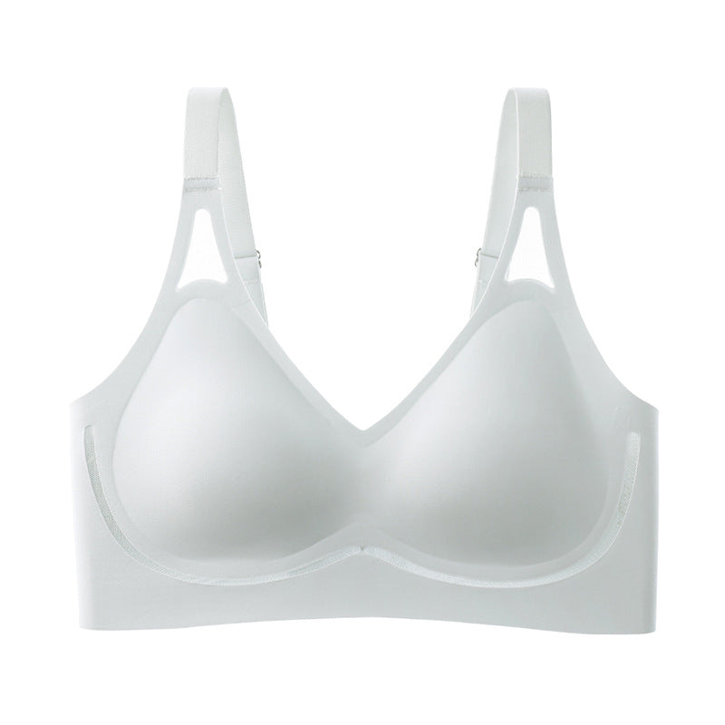 Summer Style Traceless Wire-Free Sleep Bra,Jelly Strip Soft Support Fixed Cup Bra