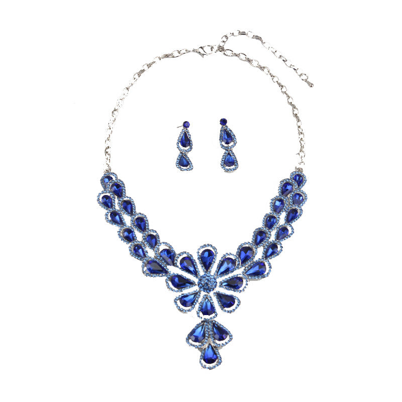 Crystal Bridal Jewelry Sets Wedding Party Costume Accessory Indian Necklace Earrings Set for Bride Gorgeous Jewellery Sets