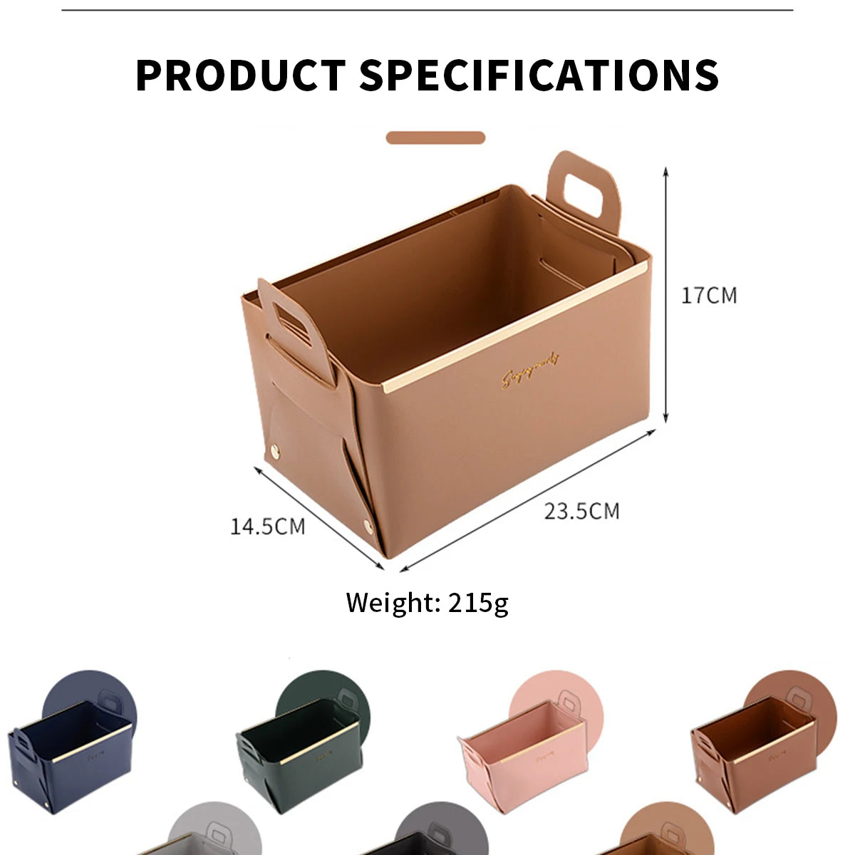 PU Leather Storage Box with Handle Basket Shoe Cabinet Porch Key Cosmetic Desktop Large Storage Skin Care Cosmetics Portable Folding