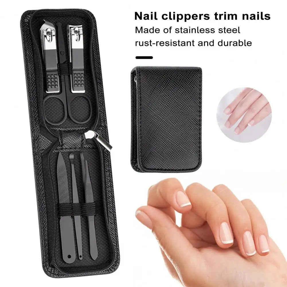 6pcs/set Nail Cutter Set Stainless Steel Nail Clippers Set With Folding Bag Manicure Kits Scissors Makeup Beauty Tool