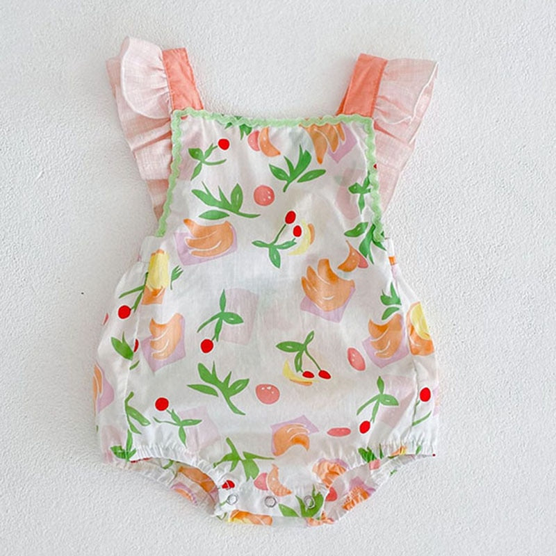 Toddler Baby Girl Princess Infant  Baby Girl Romper Flower Sweet Short Sleeves Jumpsuit - BTGR8424