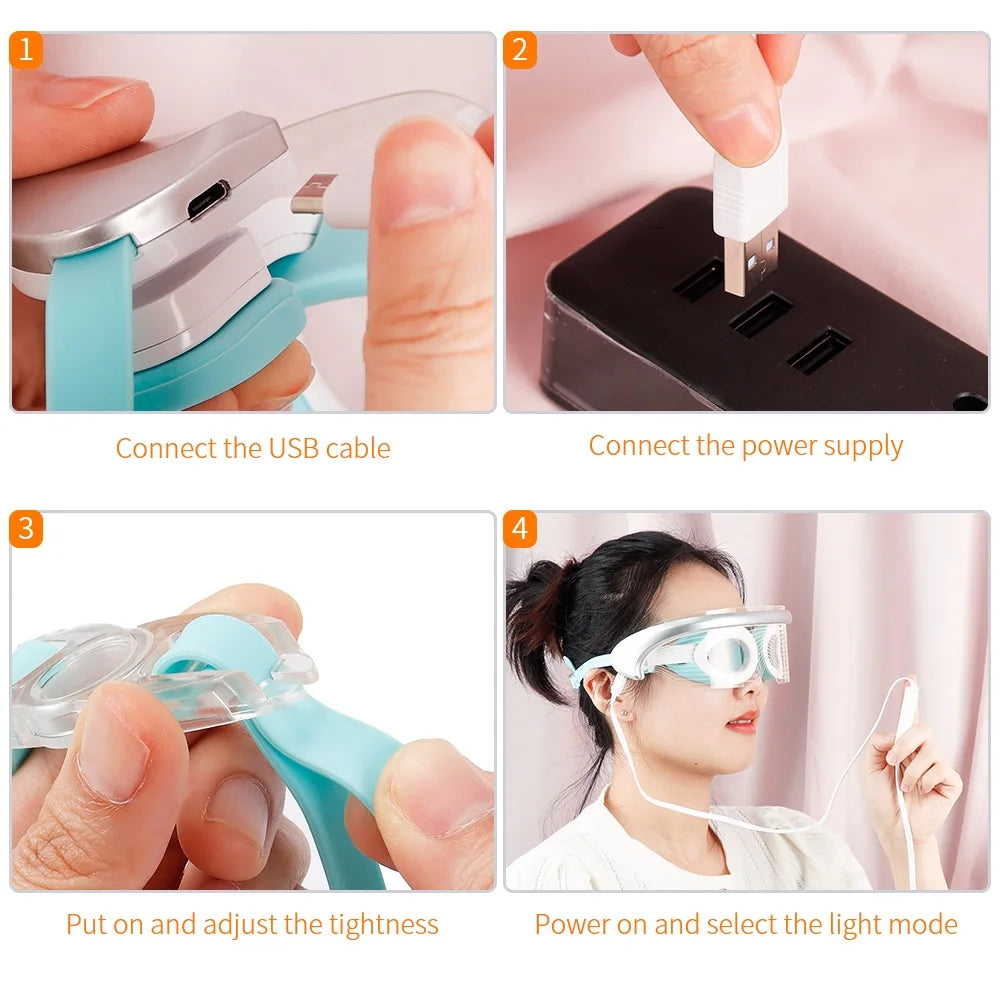 LED light therapy eye massager vibrating hot compress eye massage eye protection device relieves eye fatigue beauty eye mask