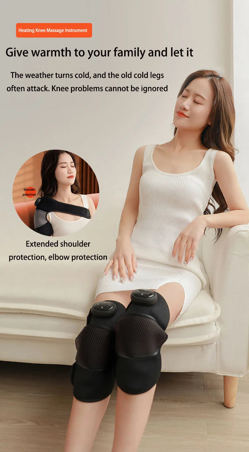 Electric Heating Therapy Knee Vibration Massager 3 in 1 Shoulder Knee Elbow Physiotherapy Warm Wrap Arthritis Pain Relief Pad