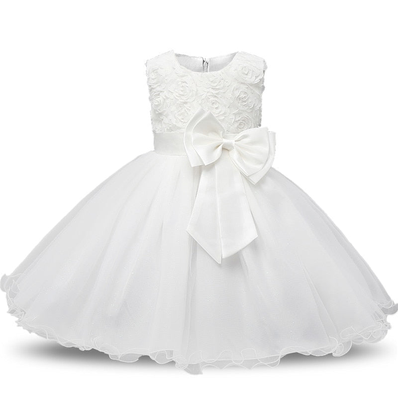 Kids Girls White Lace Flower Girls Formal  Evening Party Dress - KGD8345