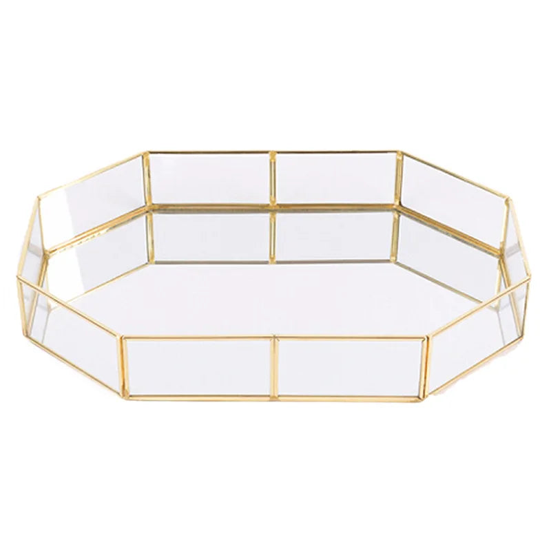 Light Luxury Glass Storage Box Jewelry Cosmetics Desktop Storage Tabletop Earring Display Cosmetic Perfume Organizer Guest Tray