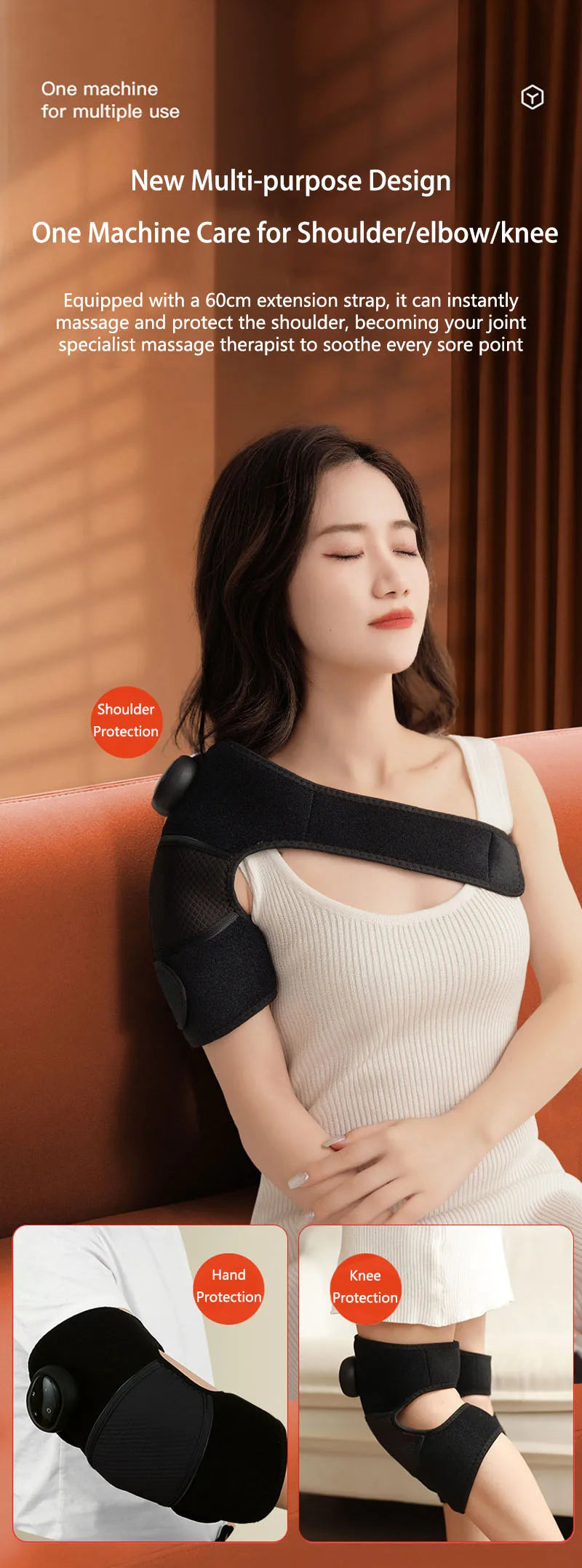 Electric Heating Therapy Knee Vibration Massager 3 in 1 Shoulder Knee Elbow Physiotherapy Warm Wrap Arthritis Pain Relief Pad