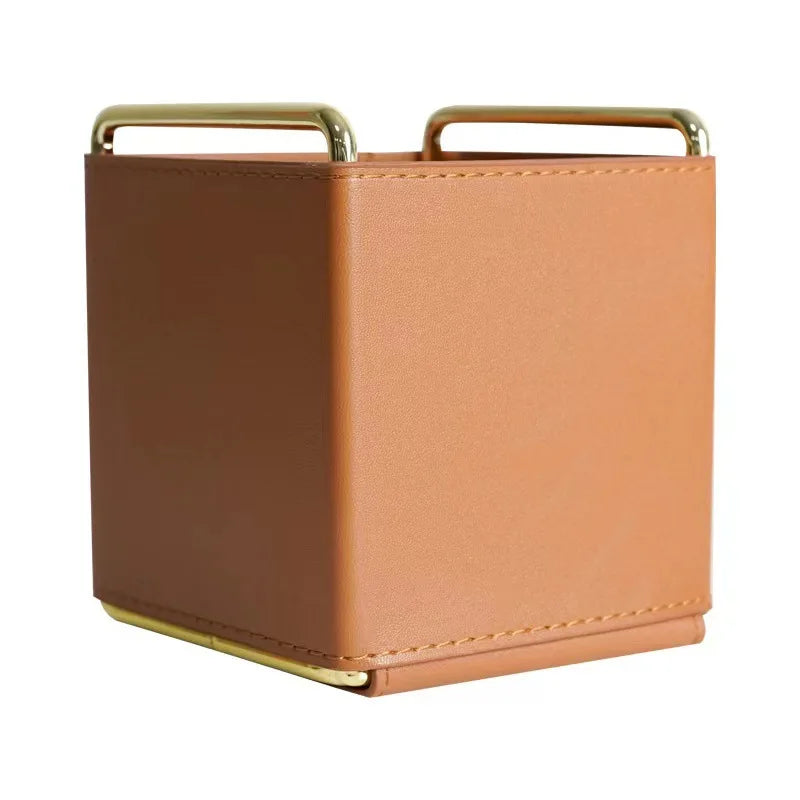 Leather Desk Organiser, Desktop Storage Box Remote Control Pen Pencil Holder Cosmetic Keys Decor Accessories Storage