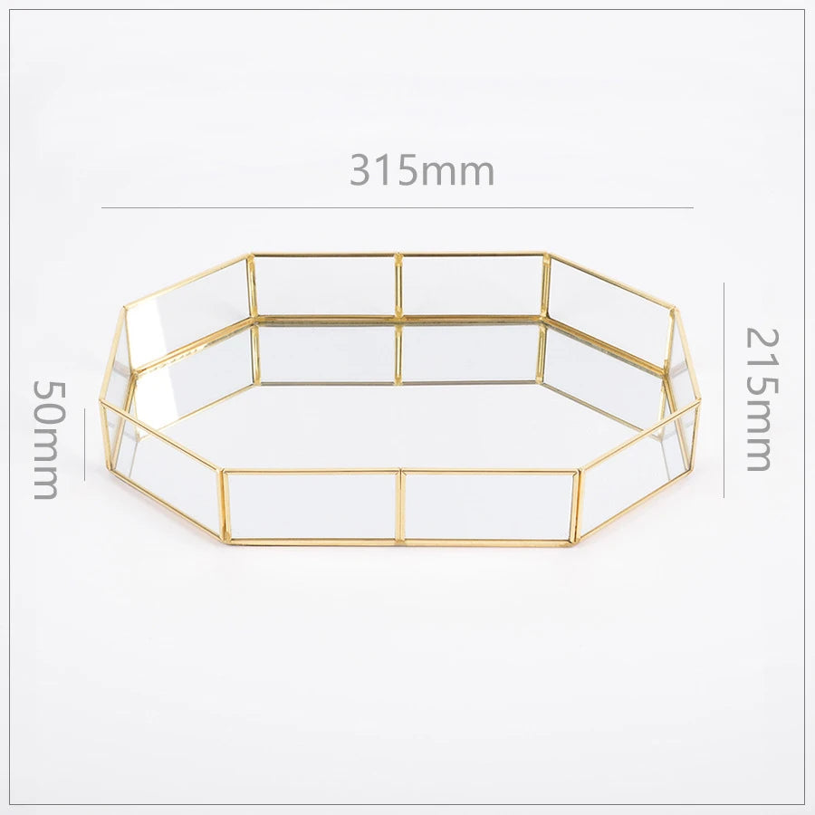 Light Luxury Glass Storage Box Jewelry Cosmetics Desktop Storage Tabletop Earring Display Cosmetic Perfume Organizer Guest Tray