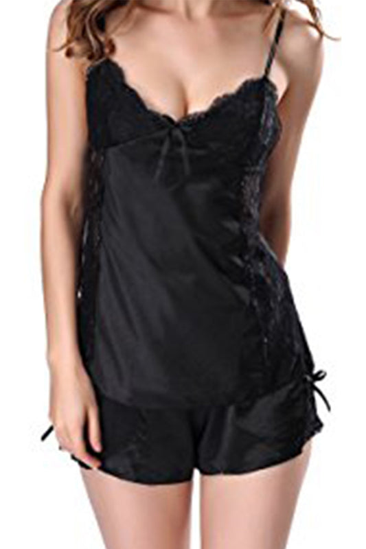 Ketty More Women Silk And Lace Decorated Two Piece Nighty Lingerie-KMWL912