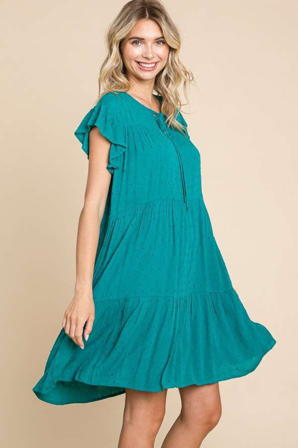 Women's Culture Code Ruffle Cap Sleeve Tiered Dress