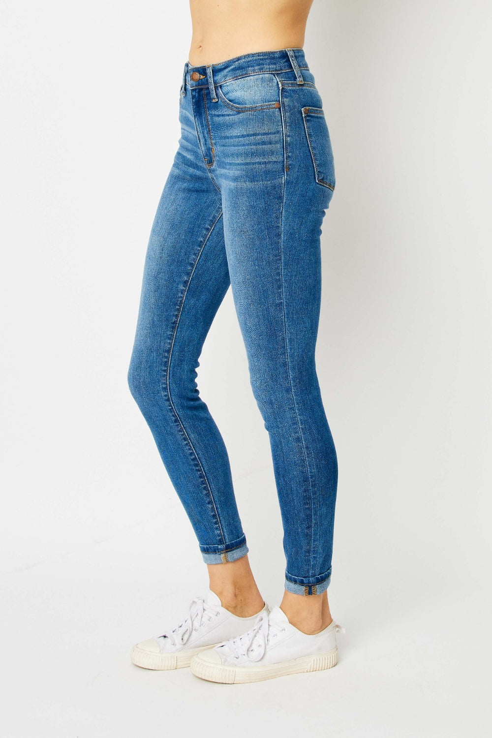 Women's Judy Blue Full Size Cuffed Hem Low Waist Skinny Jeans