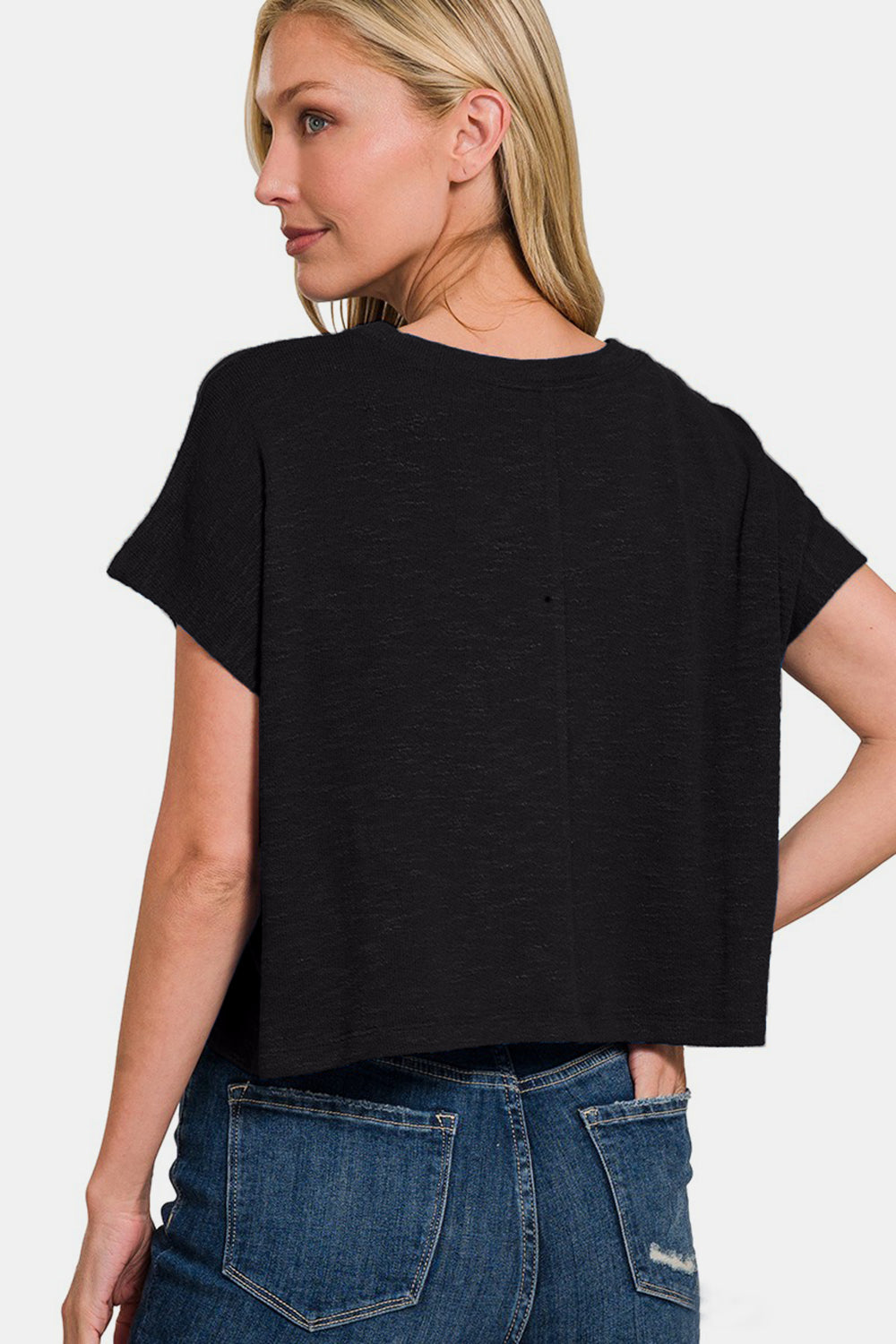 Women's Zenana Round Neck Short Sleeve Crop T-Shirt