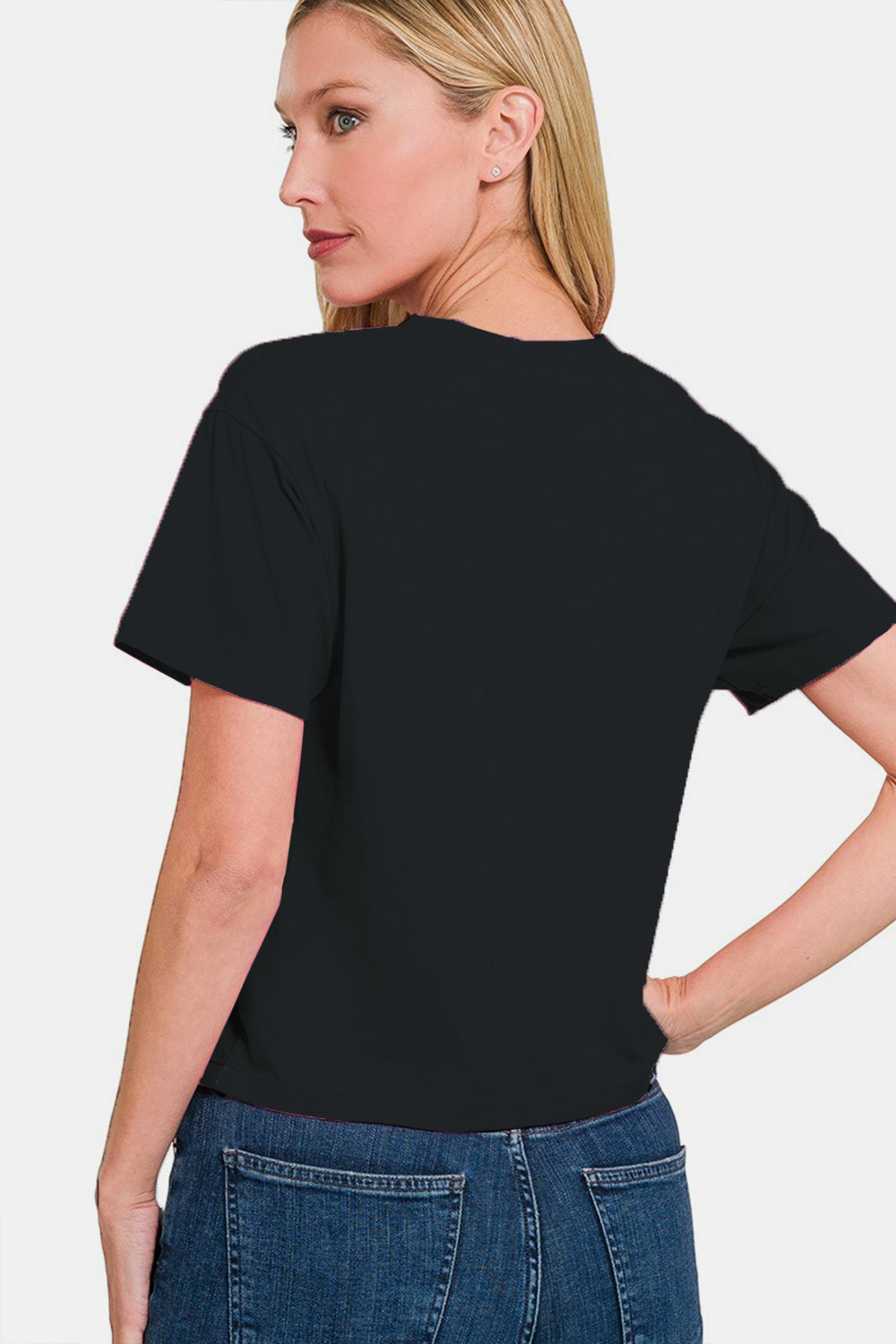 Women's Zenana Round Neck Short Sleeve Cropped T-Shirt