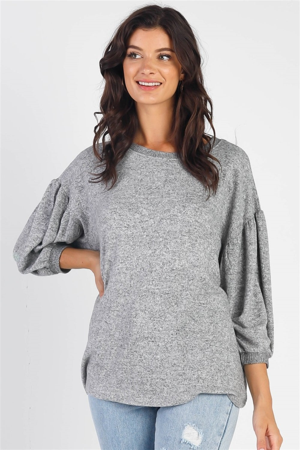 Women's Cherish Apparel Drop Shoulder Puff Sleeve Top