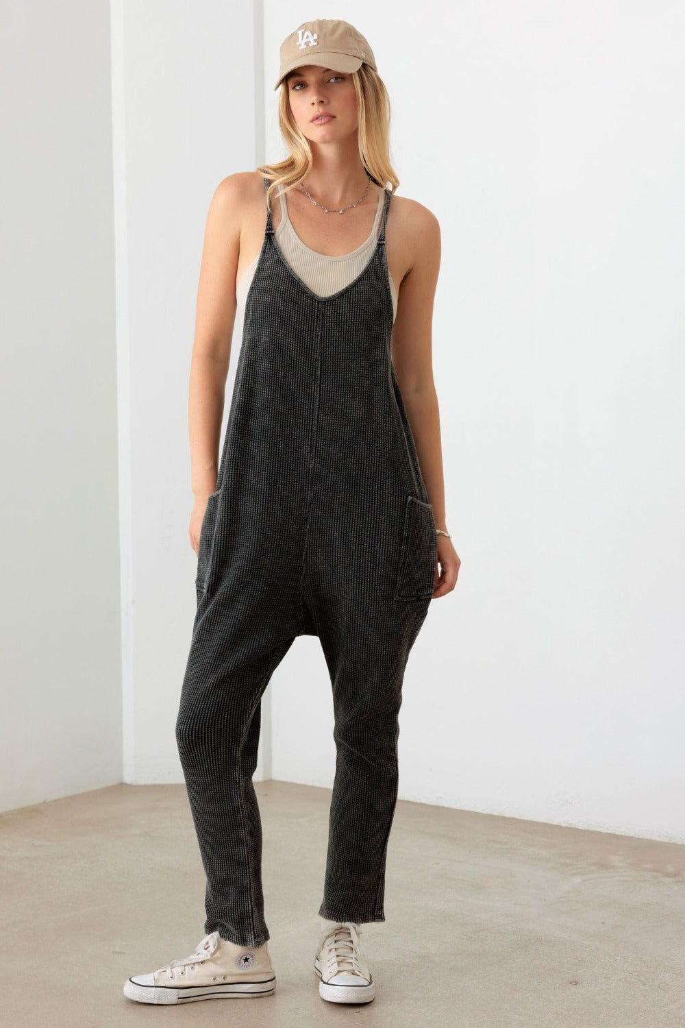 Women's Le Lis Waffle Knit Side Pocket Jumpsuit