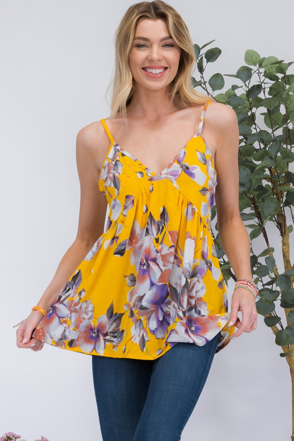 Women's Celeste Full Size Floral V-Neck Cami