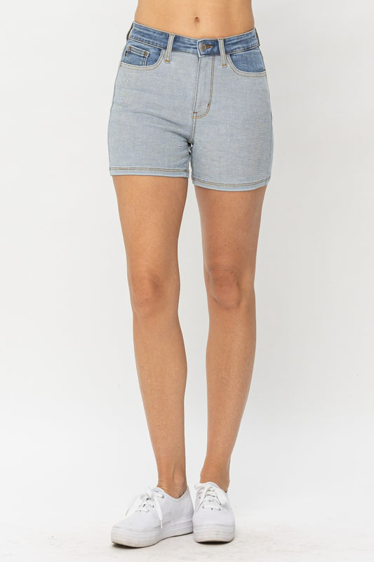 Women's Judy Blue Full Size Color Block Denim Shorts