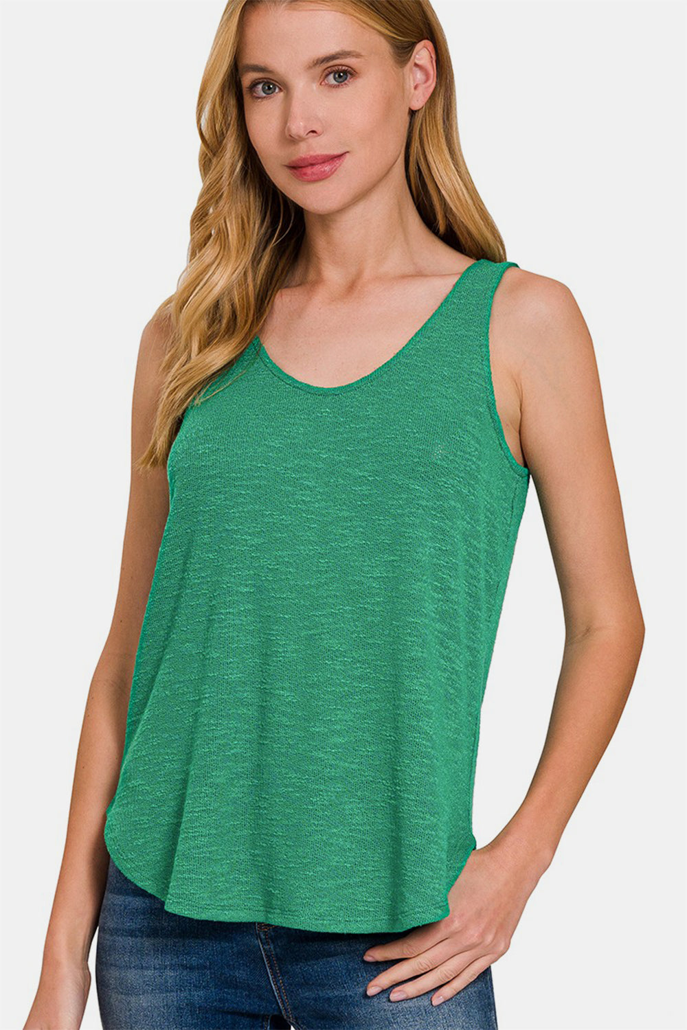 Women's Zenana Curved Hem Round Neck Tank