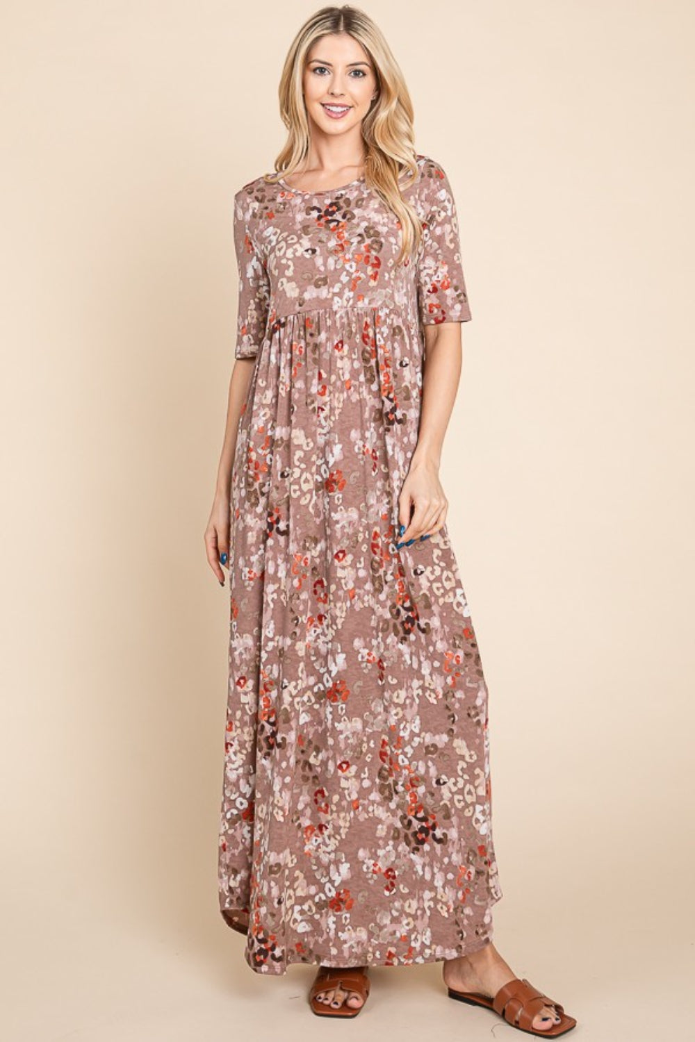 Women's BOMBOM Printed Shirred Maxi Dress