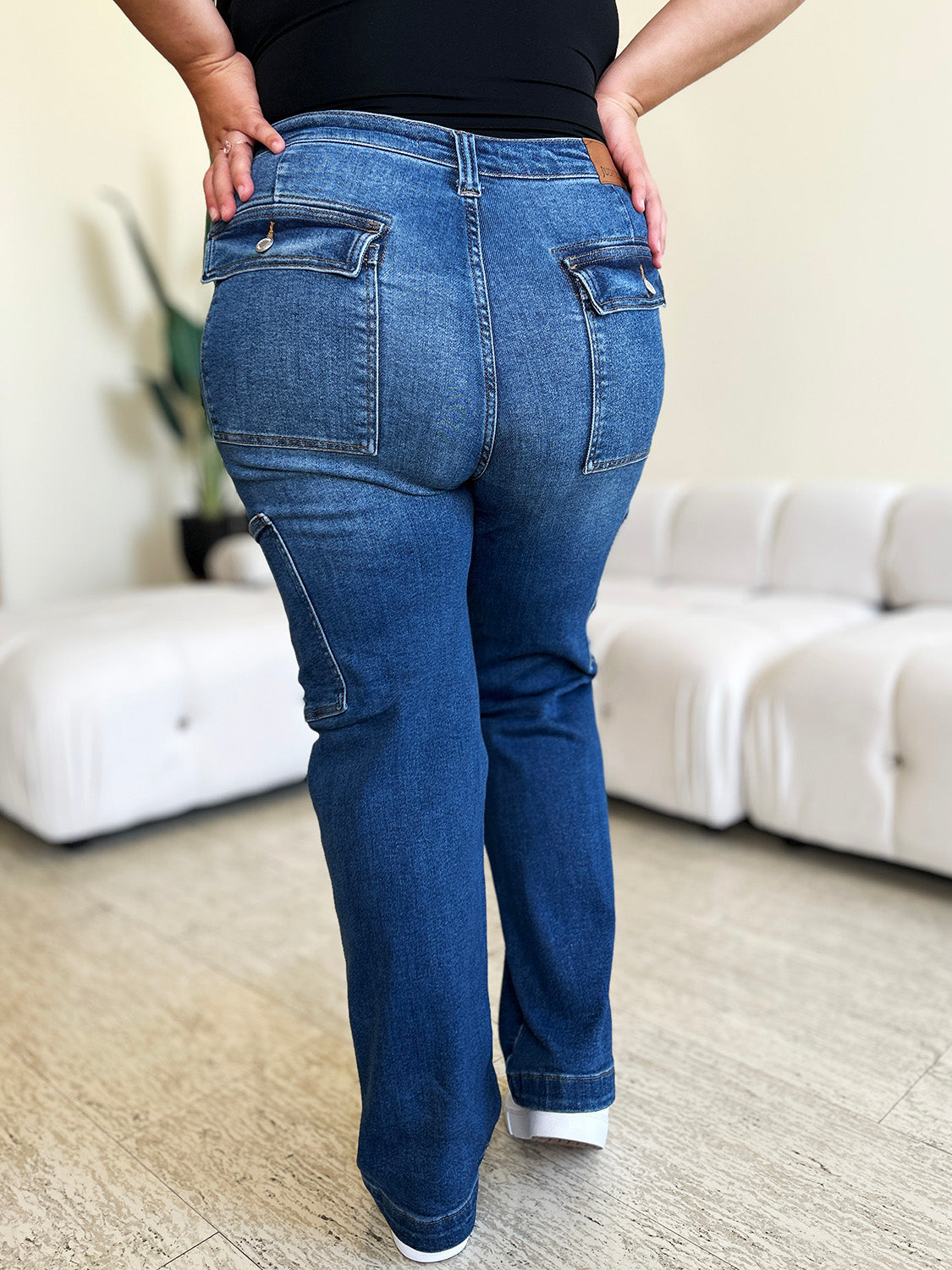 Women's Judy Blue Full Size High Waist Straight Cargo Jeans