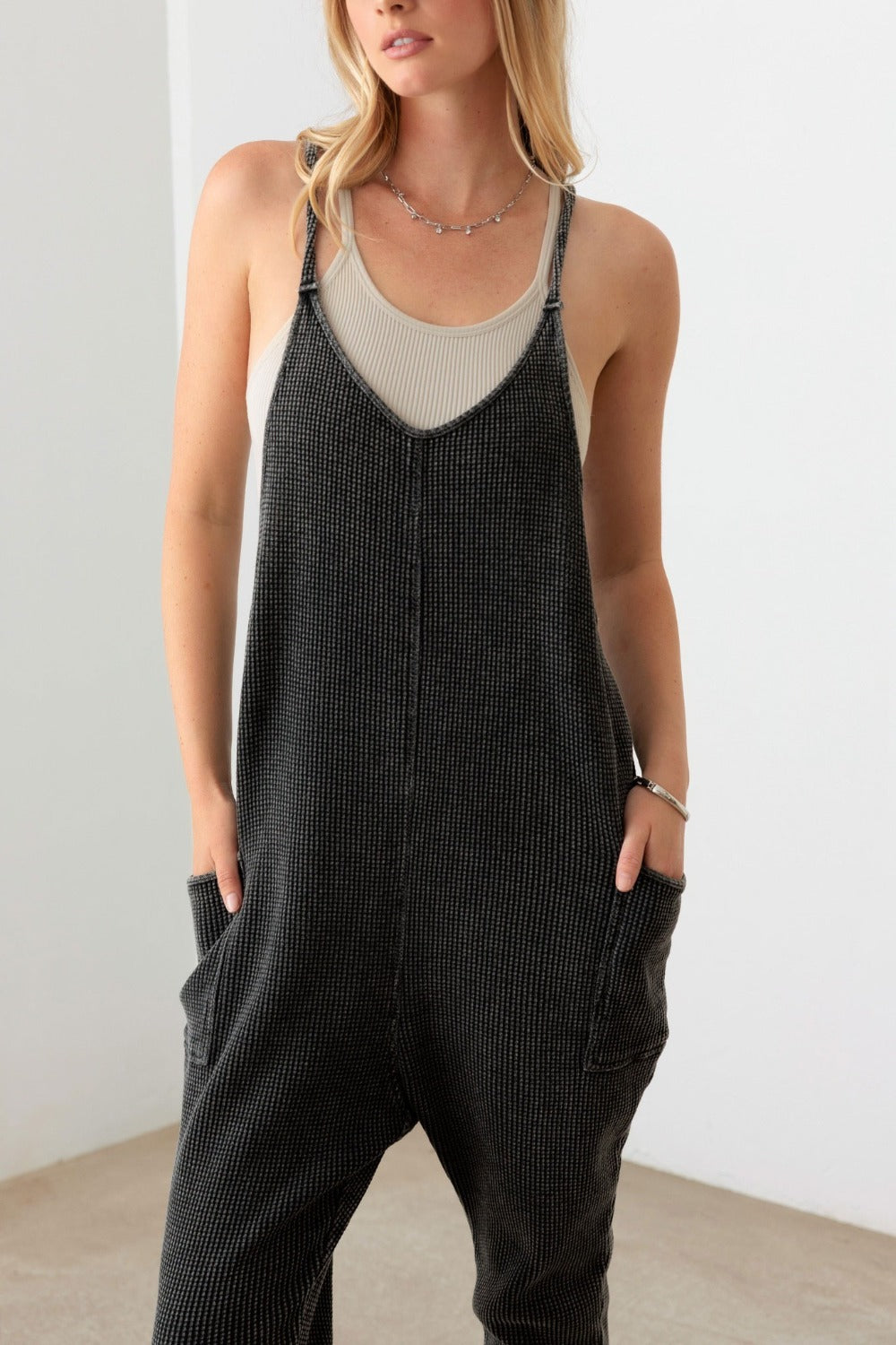 Women's Le Lis Waffle Knit Side Pocket Jumpsuit