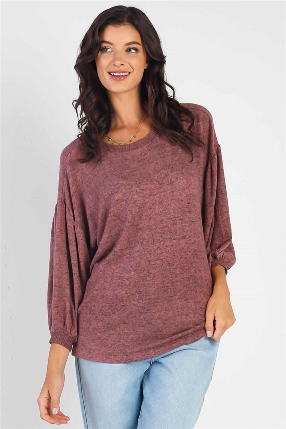 Women's Cherish Apparel Drop Shoulder Puff Sleeve Top