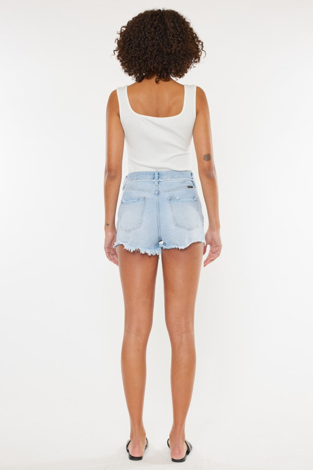 Women's Kancan Distressed Button Fly Denim Shorts