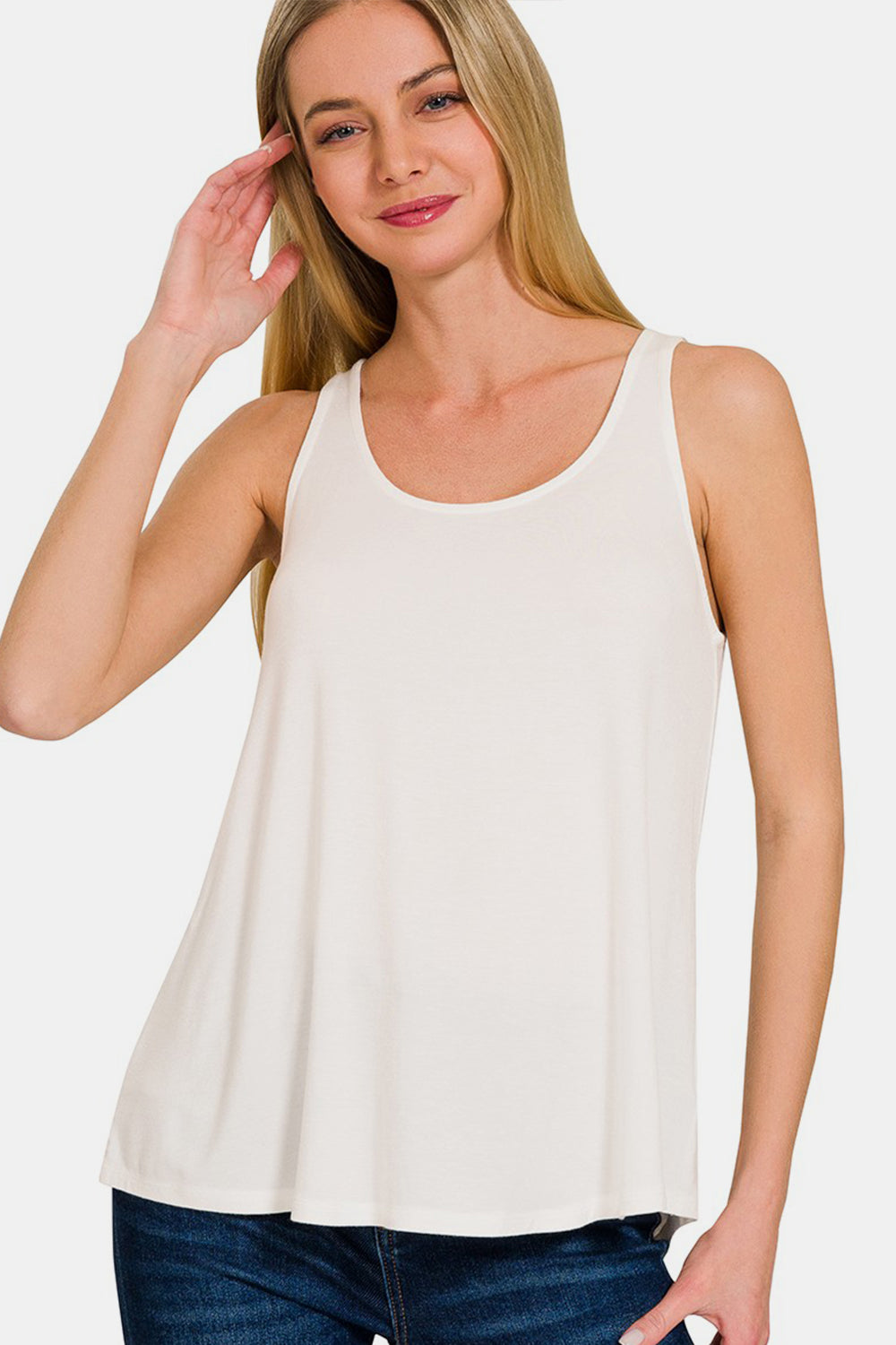 Women's Zenana Round Neck Flowy Hem Tank