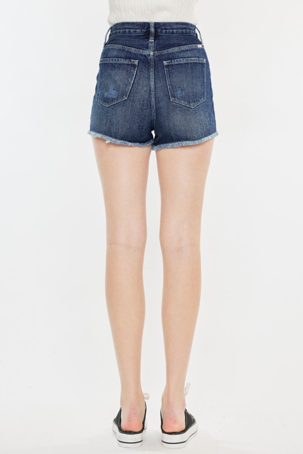 Women's Kancan Raw Hem Button Fly Denim Shorts