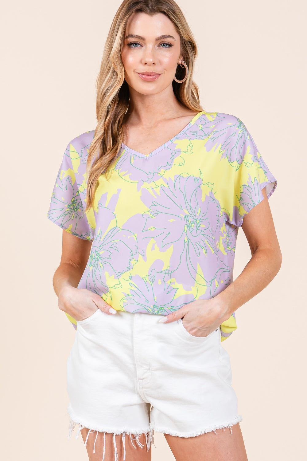 Women's BOMBOM Floral Short Sleeve T-Shirt