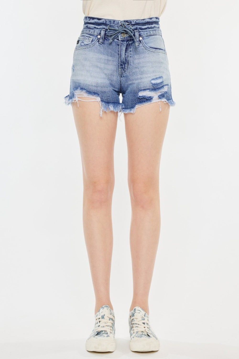 Women's Kancan High Rise Frayed Hem Denim Shorts