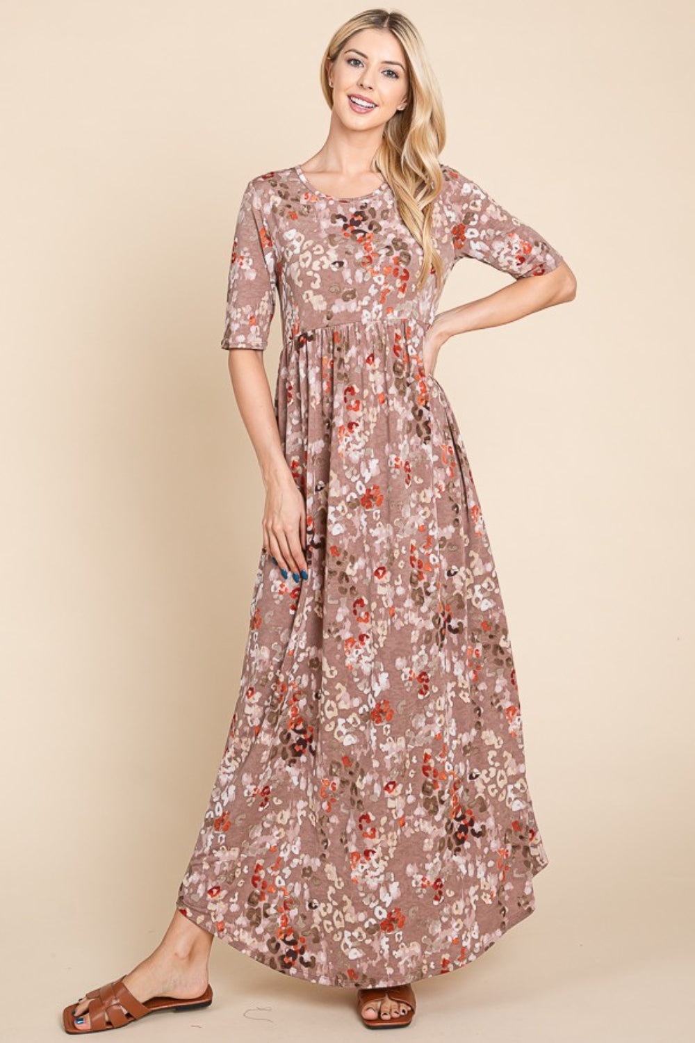 Women's BOMBOM Printed Shirred Maxi Dress