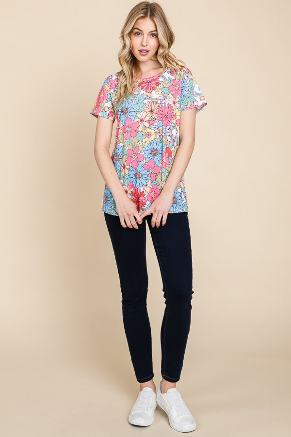 Women's BOMBOM Floral Short Sleeve T-Shirt