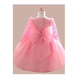 Kids Girls Tremendous Lace Decorated Back Bow Knotted Lovely Frock Dress - C450KMKGD