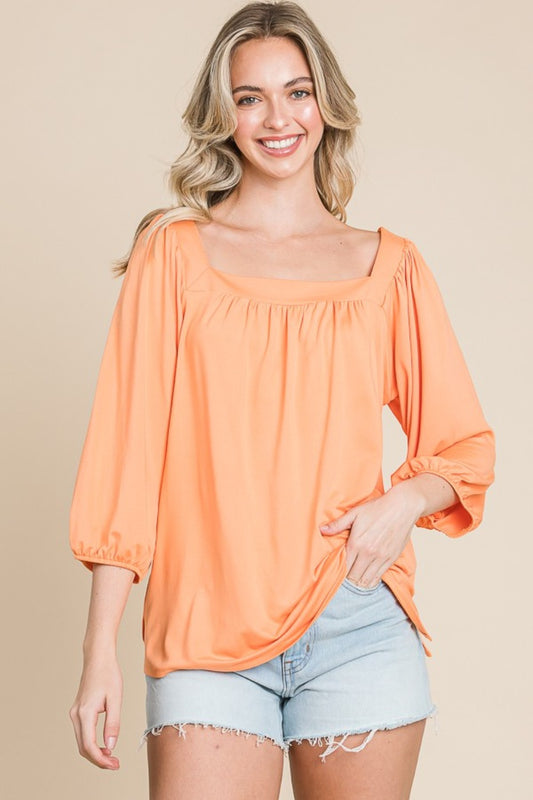 Women's Culture Code Square Neck Puff Sleeve Top