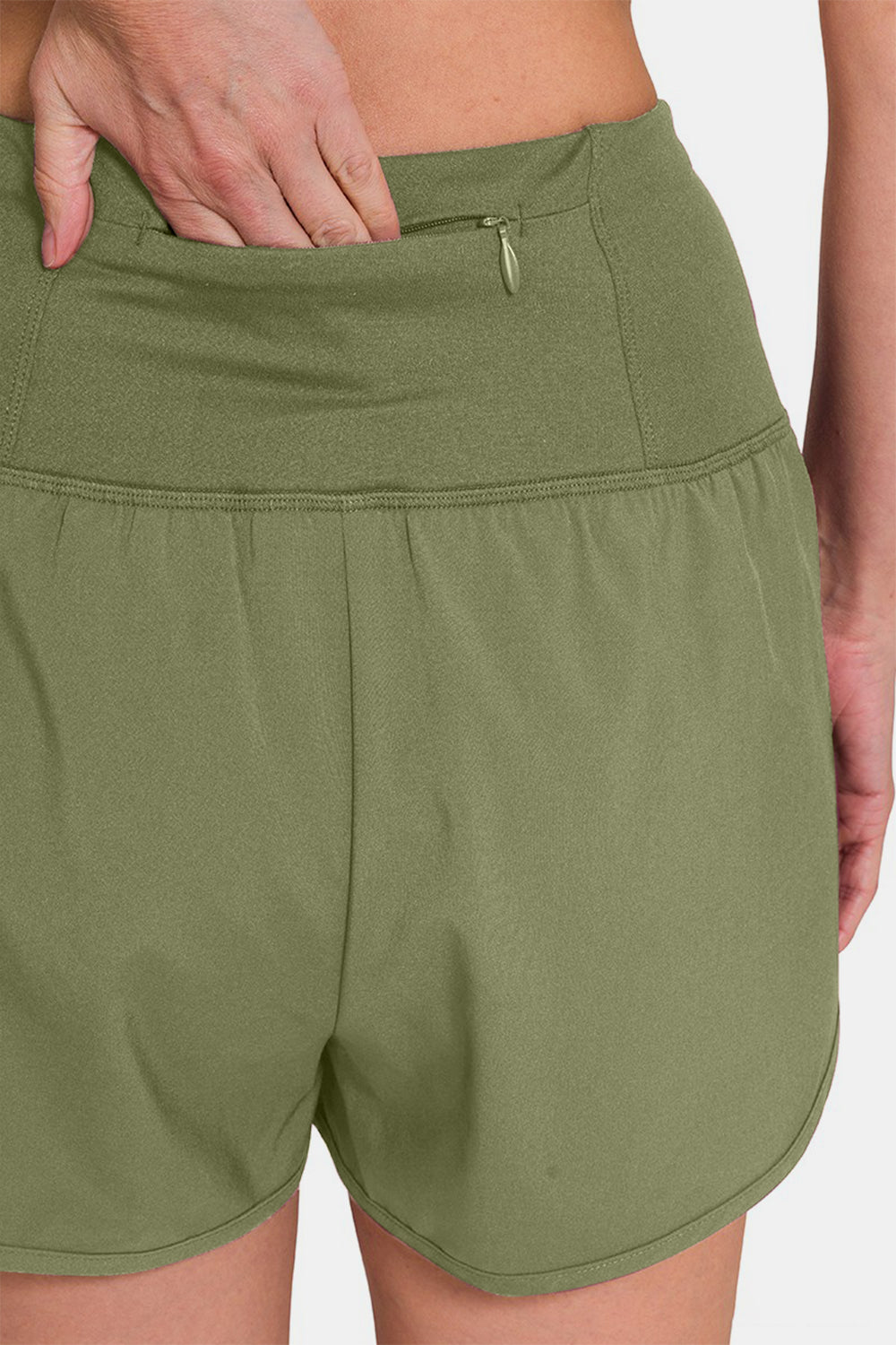 Women's Zenana High-Waisted Zippered Back Pocket Active Shorts