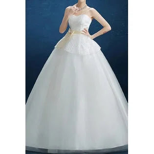 Women Strapless Big Bow Elegant Wedding Dress - C2802KMD