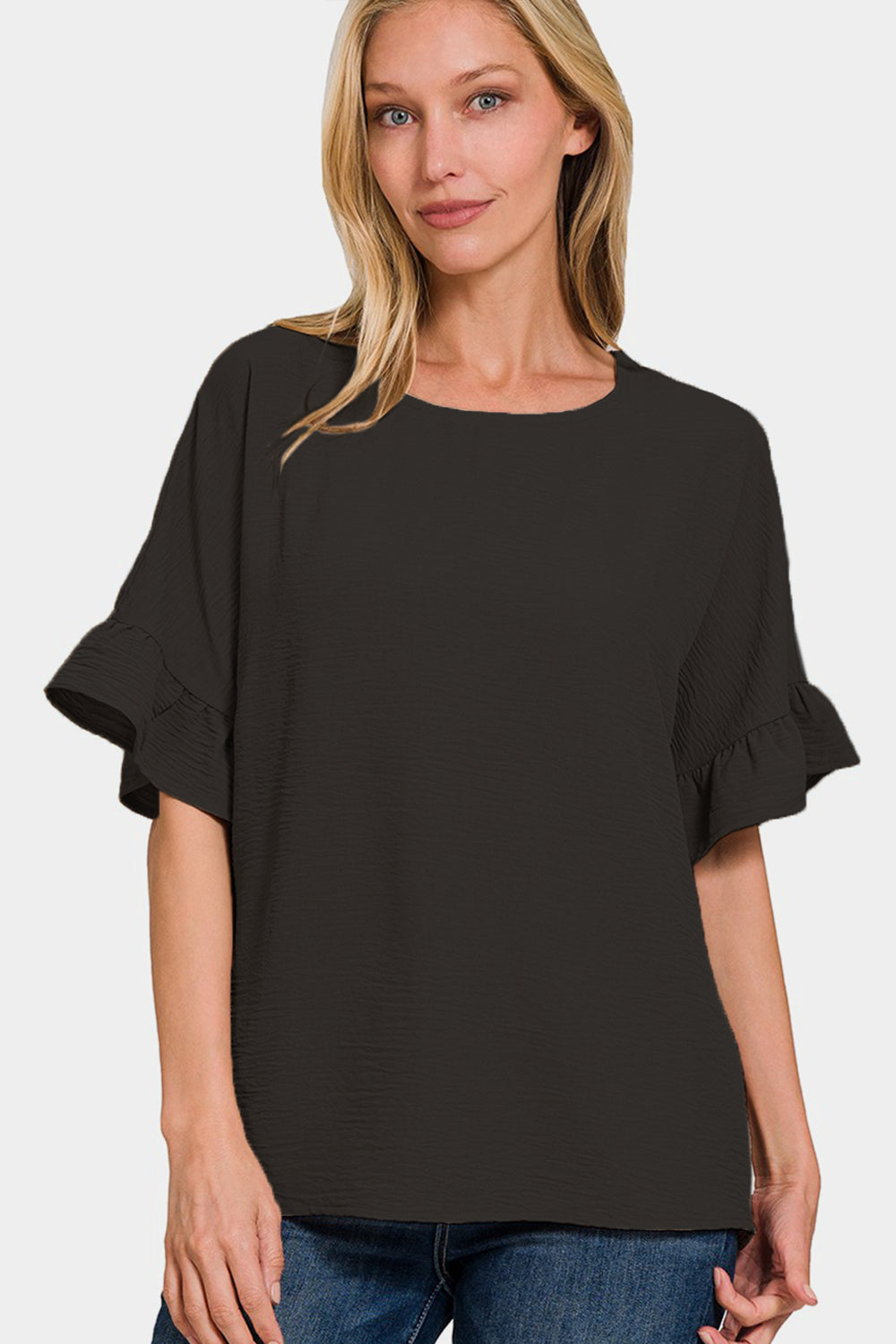 Women's Zenana V-Neck Flutter Sleeve Top