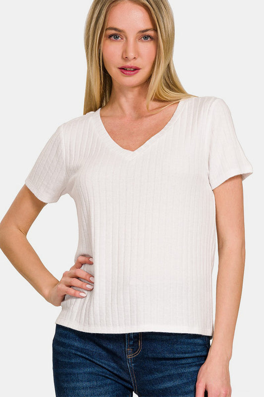 Women's Zenana Ribbed Short Sleeve T-Shirt