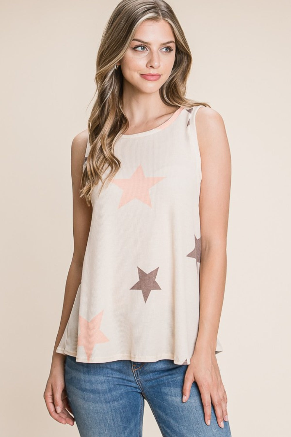 Women's BOMBOM Star Print Round Neck Tank